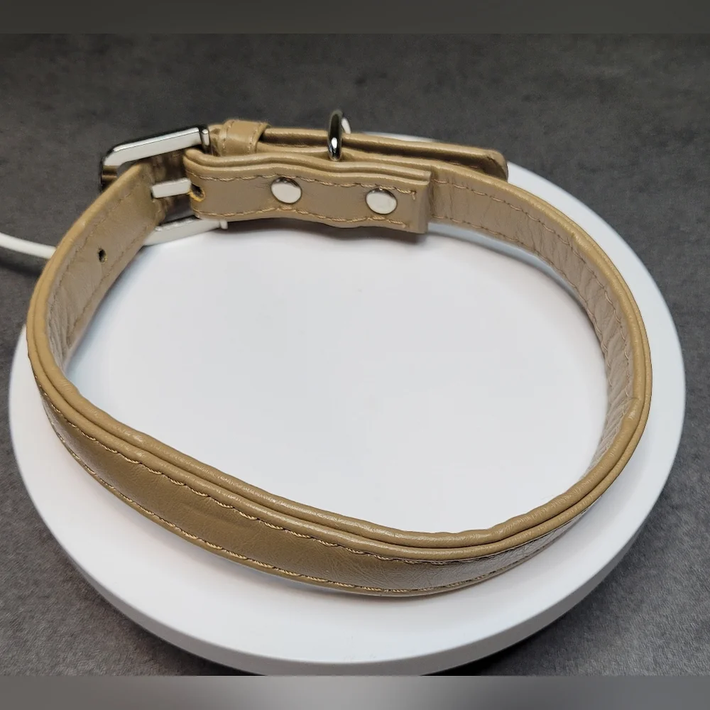 Martha Stewart Faux Leather Buckle Dog Collar Medium Brown